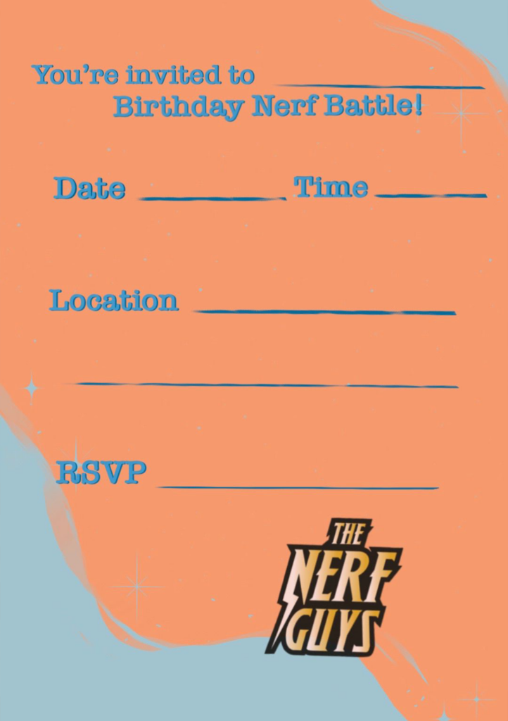 Nerf Party invitation for a birthday party